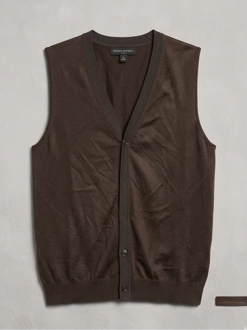 Banana Republic Men's Brown V-Neck Button-Front Vest